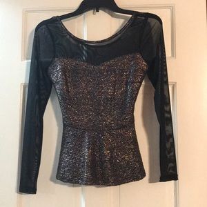 Black and rose gold Peplum top